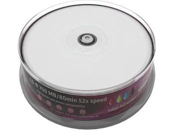 MediaRange Inkjet Fullsurface-Printable - 25 x CD-R - 700 MB (80min) 52x - yta utskrivbar med bläckstråleskrivare - spindel
