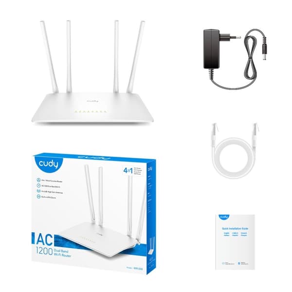 Cudy WR1200 trådlös router Fast Ethernet Dual-band (2,4 GHz / 5 GHz) Vit