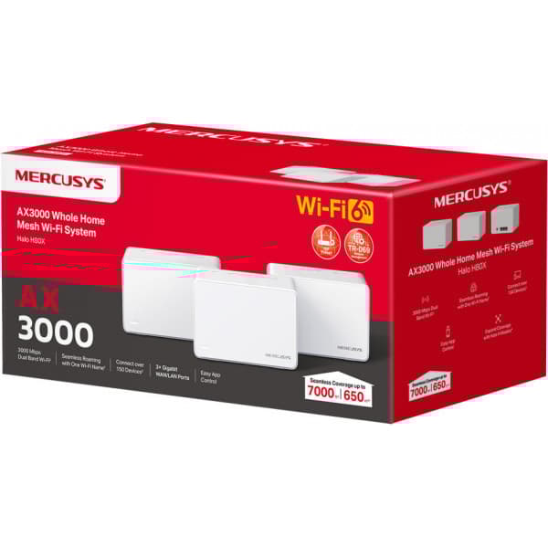 Mercusys Halo H80X WiFi 6 -Mesh-system, 3-pak