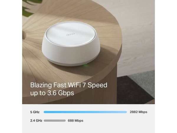 TP-Link DECO BE25(2-PACK), Hvit, Innvendig lys, Mesh system, Dobbelbånd (2.4 GHz / 5 GHz), Wi-Fi 7 (802.11be), 2882 Mbit/s