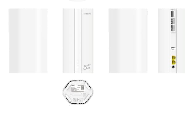 Tenda 5G01, Wi-Fi 6 (802.11ax), Dual-band (2,4 GHz / 5 GHz), Nätverksansluten (Ethernet), 5G, Vit, Bordsrouter