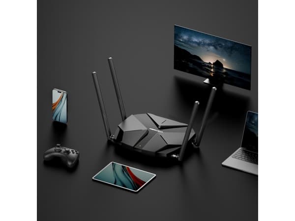 Mercusys AX3000, Wi-Fi 6 (802.11ax), Dual-band (2,4 GHz / 5 GHz), Nätverksansluten (Ethernet), Svart, Bordsrouter