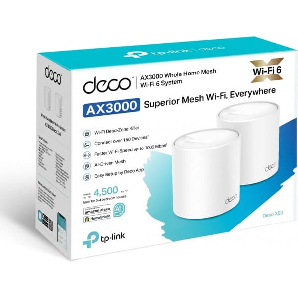 TP-LINK Deco X50 WiFi 6 -Mesh-järjestelmä, 2-pack