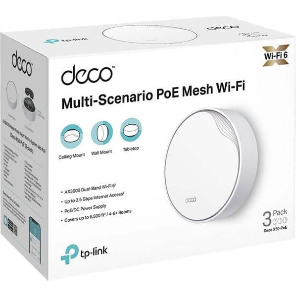 TP-LINK Deco X50-PoE WiFi 6 -Mesh-järjestelmä, 3-pack