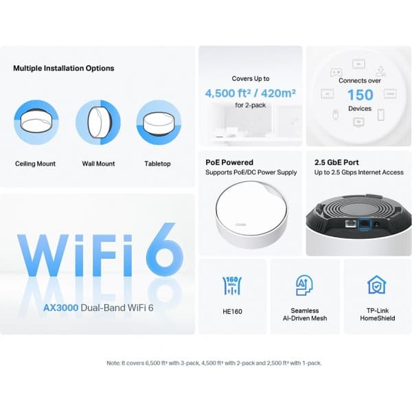 TP-LINK Deco X50-PoE WiFi 6 -Mesh-system, 2-pack