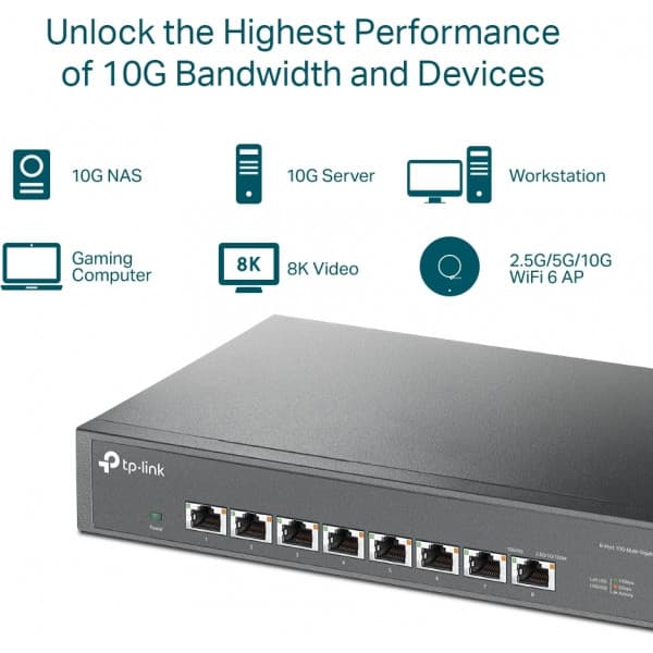 TP-LINK TL-SX1008 -8-porttinen Multi-Gigabit -kytkin