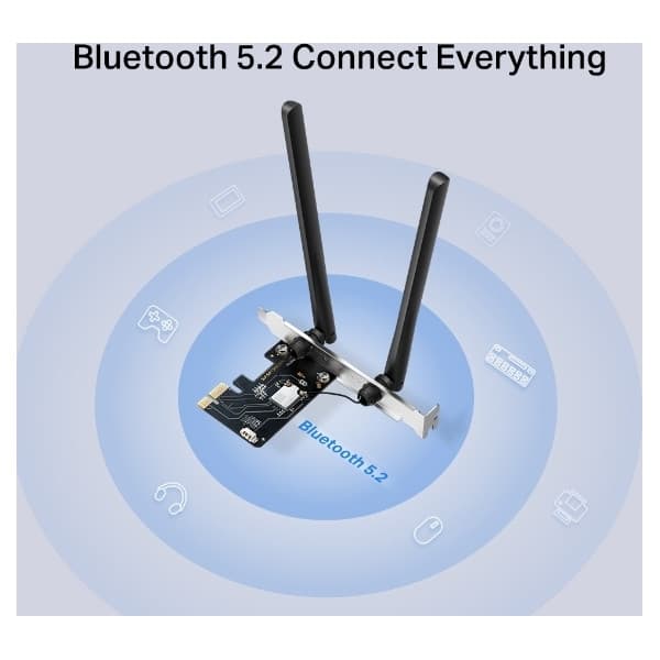 Mercusys AXE5400 Tri-band WiFi 6E PCI-E -adapteri ja Bluetooth 5.2 -sovitin