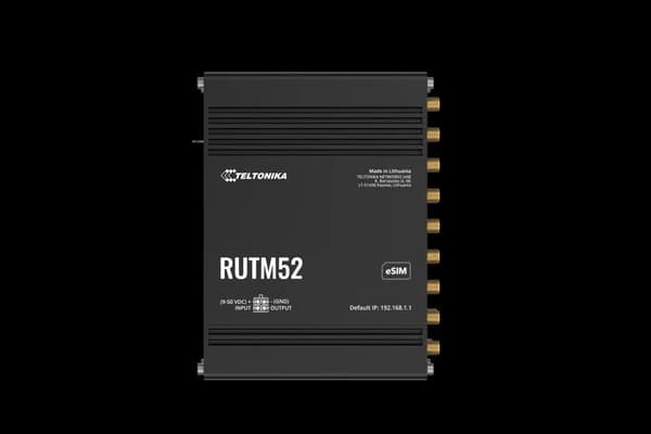 Teltonika RUTM52, Wi-Fi 5 (802.11ac), Dual-band (2,4 GHz / 5 GHz), Nätverksansluten (Ethernet), 5G, Svart, Industriell router