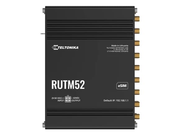Teltonika RUTM52, Wi-Fi 5 (802.11ac), Dual-band (2,4 GHz / 5 GHz), Nätverksansluten (Ethernet), 5G, Svart, Industriell router