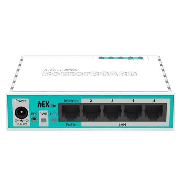 Mikrotik hEX lite -langallinen reititin, valkoinen