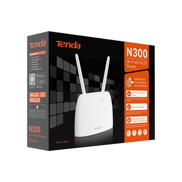 Tenda N300 trådløs router Fast Ethernet Single-band (2,4 GHz) 4G Hvid