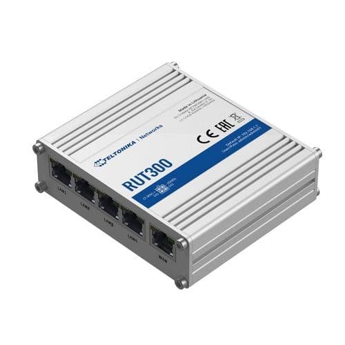 TELTONIKA RUT300 Industriel kablet router 5X RJ45 100MB/S Blå, Metallic
