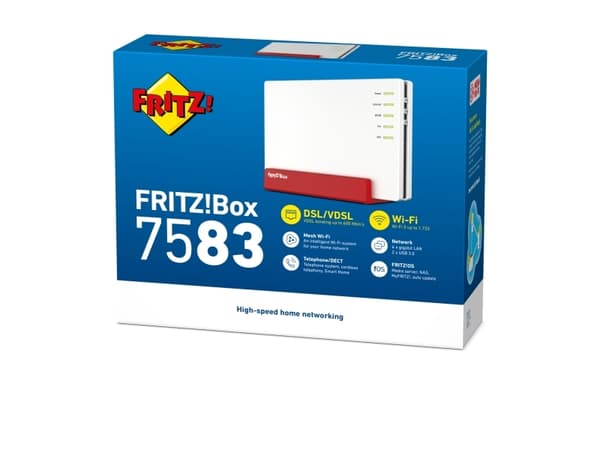 FRITZ!Box FRITZ! BOX 7583 VDSL router bezprzewodowy Gigabit Ethernet Dual-band (2.4 GHz/5 GHz) 4G Czerwony, Bialy