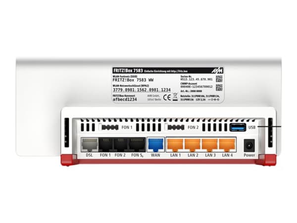 FRITZ!Box FRITZ! BOX 7583 VDSL router bezprzewodowy Gigabit Ethernet Dual-band (2.4 GHz/5 GHz) 4G Czerwony, Bialy