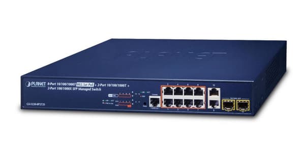Planet IPv4/IPv6 L2+/L4 Administreret, GS-5220-8P2T2S Blå