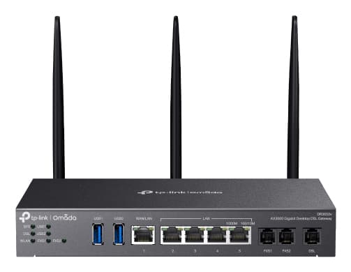 TP-Link Omada DR3650V(EU), Wi-Fi 6 (802.11ax), Dobbelbånd (2.4 GHz / 5 GHz), Ethernet/bredbåndsforbindelse, ADSL, Sort, Frittstående router Sort