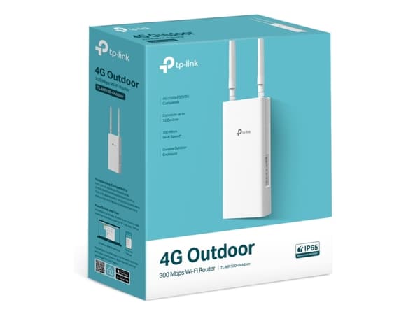 TP-Link TL-MR100-OUTDOOR, Wi-Fi 4 (802.11n), Singel-band (2,4 GHz), Nätverksansluten (Ethernet), 3G, 4G, Vit