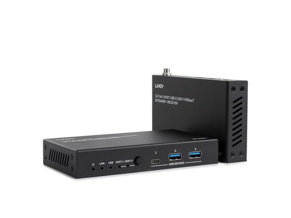 Lindy 43421, Nätverkssändare &amp; mottagare, 100 m, 480 Mbit/s, Cat6a, VS6320, Fosforbrons Svart