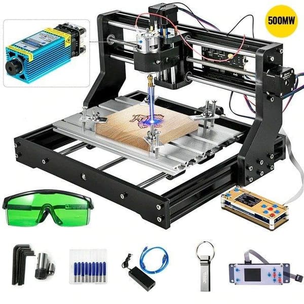 500MW Mini lasergraveringsmaskin, stor arbetsyta, 3-axlig, med offlinekontroll