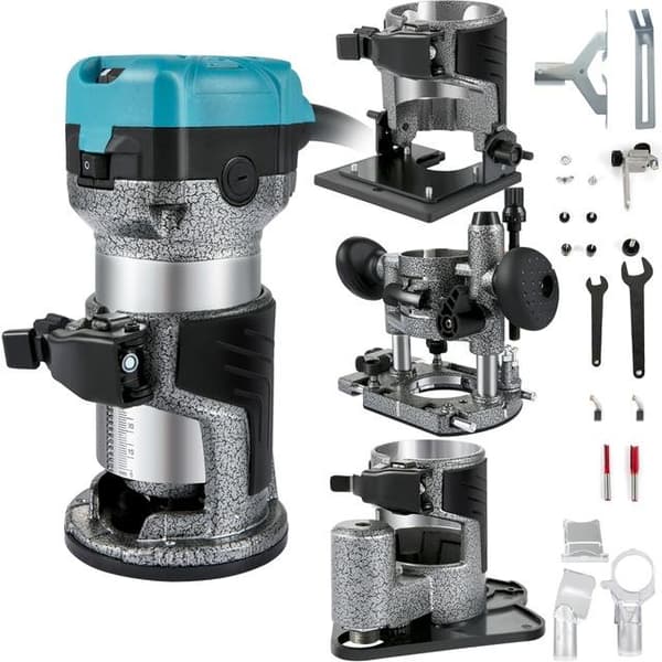 Kit 4, 710W 13000-33000RPM Elektrisk trimmer för träbearbetning med tillbehör, noggrann och flexibel, ergonomisk design, bred applikation
