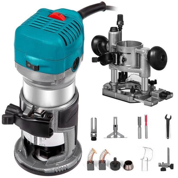 Kit 5, 800W 10000-30000RPM Elektrisk trimmer för träbearbetning med tillbehör, noggrann och flexibel, ergonomisk design, bred applikation