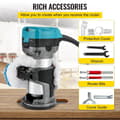 Miniatyrbild 8 av 8: Kit 8, 710W 10000-30000RPM Elektrisk trimmer för träbearbetning med tillbehör, noggrann och flexibel, ergonomisk design, bred applikation