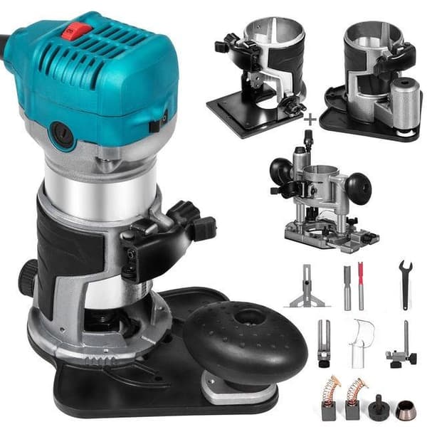 Kit 8, 710W 10000-30000RPM Elektrisk trimmer för träbearbetning med tillbehör, noggrann och flexibel, ergonomisk design, bred applikation