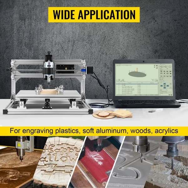 3-axlig CNC-graveringsmaskinsats med USB-port/GRBL-styrkort, stort arbetsområde, kraftfull motor, hög precision, enkel installation, bred applikation