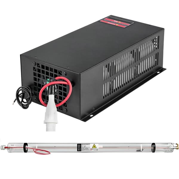 50W CO2-laserrör och laserströmförsörjningssats, TEMOO och snabbresponsläge, stark skärförmåga, enkel kontroll,med öppen kretsskydd,bra kompatibilitet