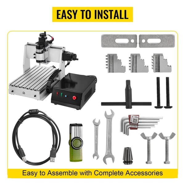 300W 12000RPM 3-axlig CNC-graveringsmaskin med USB-port/ styrkort/offlinekontroll, stort arbetsområde, kraftfull motor, lättinstallerad