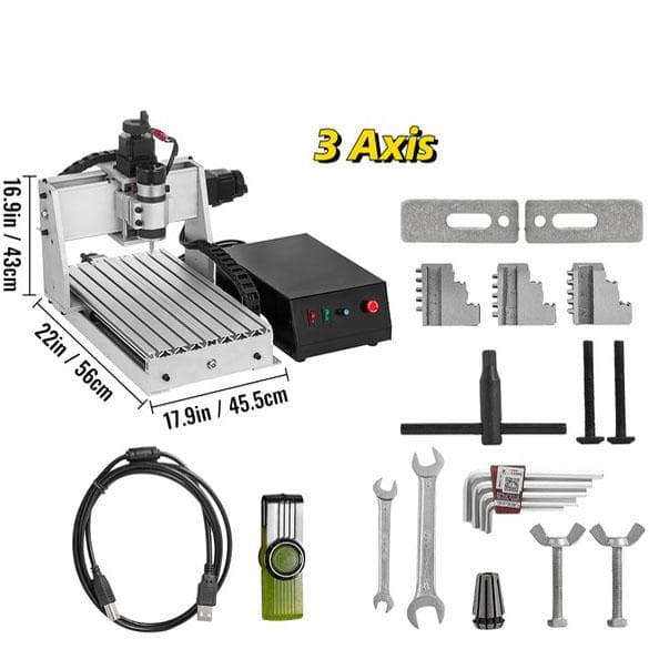 300W 12000RPM 3-axlig CNC-graveringsmaskin med USB-port/ styrkort/offlinekontroll, stort arbetsområde, kraftfull motor, lättinstallerad