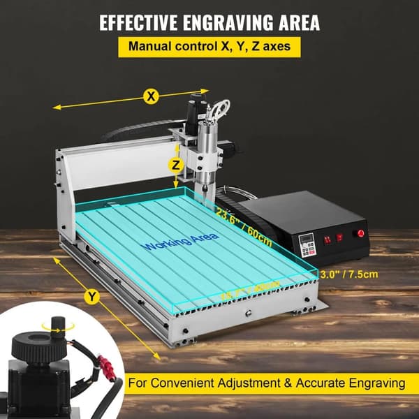 800W 24000RPM 4-axlig CNC-graveringsmaskin med USB-port/ styrkort/offlinekontroll, stort arbetsområde, kraftfull motor, lättinstallerad