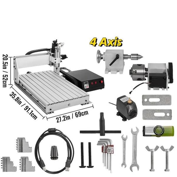 800W 24000RPM 4-axlig CNC-graveringsmaskin med USB-port/ styrkort/offlinekontroll, stort arbetsområde, kraftfull motor, lättinstallerad