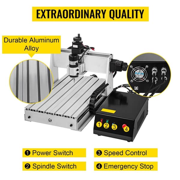 300W 12000RPM 3-axlig CNC gravyrmaskin med USB-port/kontrollkort/offline-kontroller, stort arbetsområde, kraftfull motor, lättinstallerad