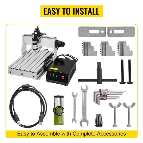300W 12000RPM 3-axlig CNC gravyrmaskin med USB-port/kontrollkort/offline-kontroller, stort arbetsområde, kraftfull motor, lättinstallerad