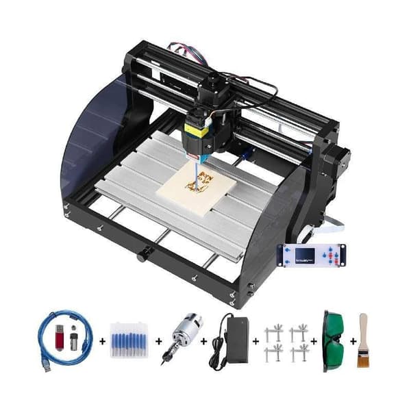 10000RPM 3-axlig CNC-lasergraveringsmaskin med 2500mw lasermodul, GRBL-styrkort, offline-styrenhet och stort arbetsområde