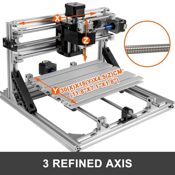 10000 rpm 3-axlig CNC gravyrmaskin med 500mw lasermodul, GRBL styrkort och offline-kontroller, hög prestanda, lätt att använda