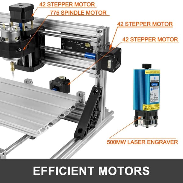 10000 rpm 3-axlig CNC gravyrmaskin med 500mw lasermodul, GRBL styrkort och offline-kontroller, hög prestanda, lätt att använda