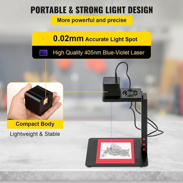 100x100mm portabel mini lasergraveringsmaskin med autofokusstativ, hög prestanda, variabel gravyrriktning, lättanvänd