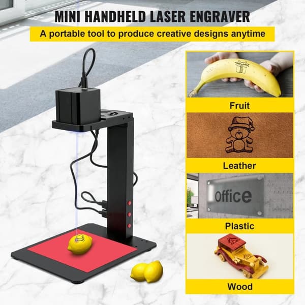 100x100mm portabel mini lasergraveringsmaskin med autofokusstativ, hög prestanda, variabel gravyrriktning, lättanvänd