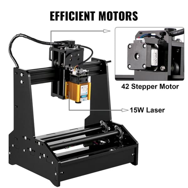 15W 15-100mm cylindrisk lasergraveringsmaskin med USB-port och GRBL-styrkort, justerbar fokus, lätt att montera