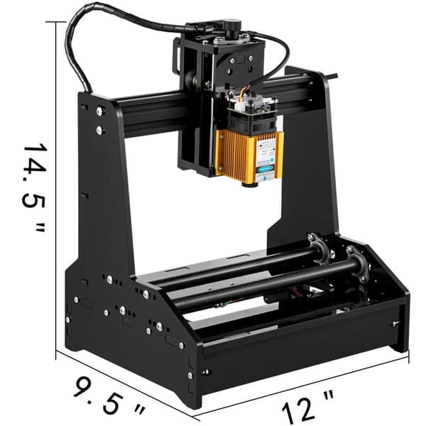 15W 15-100mm cylindrisk lasergraveringsmaskin med USB-port och GRBL-styrkort, justerbar fokus, lätt att montera