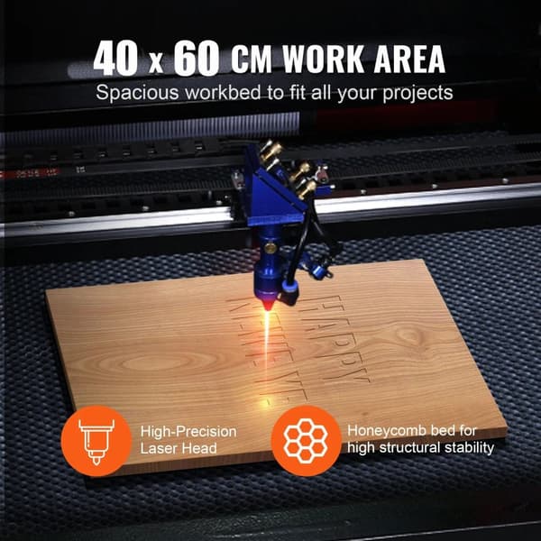 60W 40x60cm CO2 lasergraveringsmaskin med digital kontrollpanel, stort arbetsområde, hög precision, säker och enkel användning