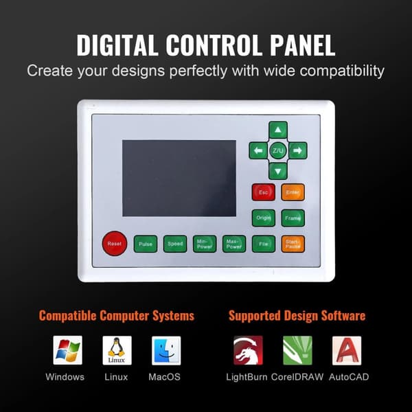 60W 40x60cm CO2 lasergraveringsmaskin med digital kontrollpanel, stort arbetsområde, hög precision, säker och enkel användning