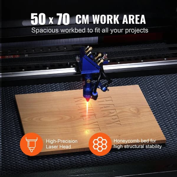 80W 50x70cm CO2 lasergraveringsmaskin med digital kontrollpanel, stort arbetsområde, hög precision, säker och enkel användning