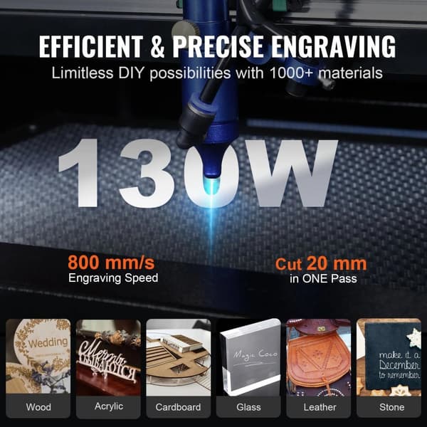 130W 90x140cm CO2 lasergraveringsmaskin med digital kontrollpanel, stort arbetsområde, hög precision, säker och enkel användning