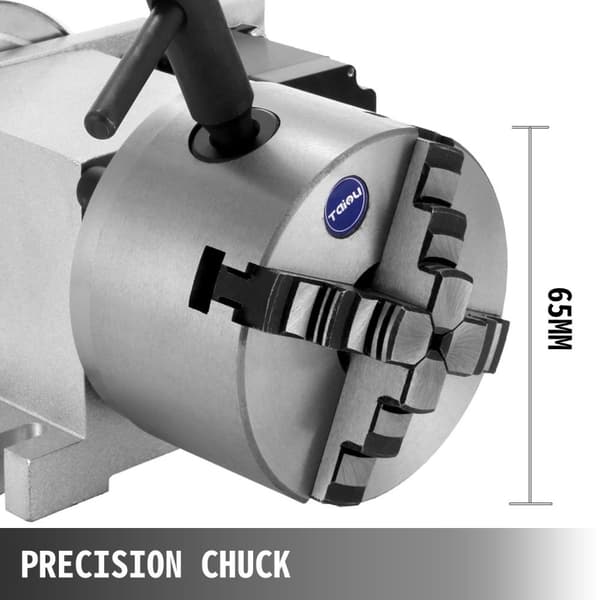 CNC roterande rotationsaxel med A-axel, 4:e axel, 4-käftar, 57-2A stegmotor, 65mm högprecisionschuck, kompletta tillbehör, solid bas