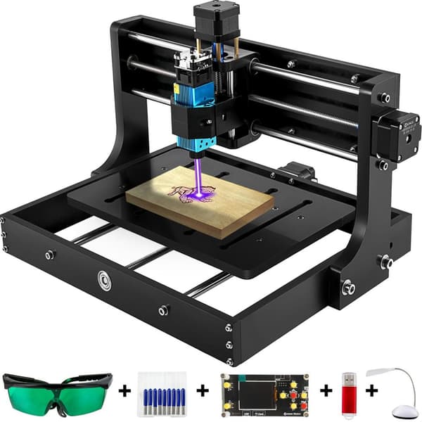 3-axlig CNC-lasergraveringsmaskinsats med 5,5W lasermodul, offlinekontroll, GRBL-styrkort, kraftfull prestanda, lätt att installera