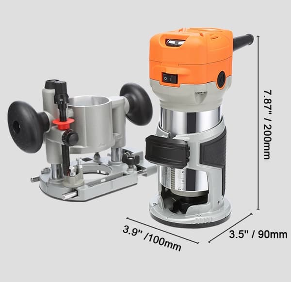 2-i-1 800W/1,25HP 10000-30000RPM elektrisk träbearbetningsfräs med kompletta tillbehör, 6 hastigheter, exakt kontroll, hög stabilitet