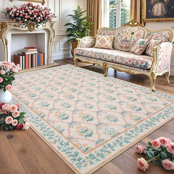 Bomclap Stue Tæppe 126x230cm Tæppe til Stue Soveværelse Børneværelse – Vaskbart og skridsikkert blomstertæppe Stil 4, 160×230 cm kristallsammet